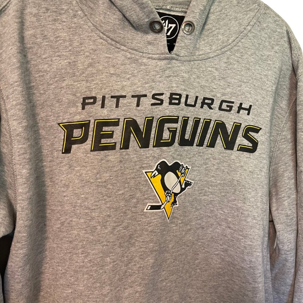 ’47 Brand Pittsburgh Penguins Gray Pullover Hoodie NHL Hockey Size Large - Picture 2 of 4